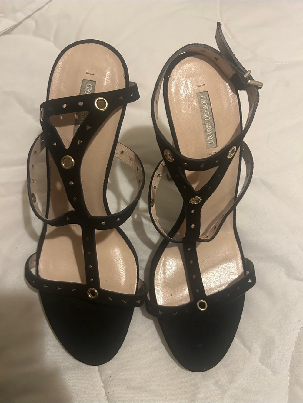 Giorgio Armani Black Stud Detail Strappy Sandals